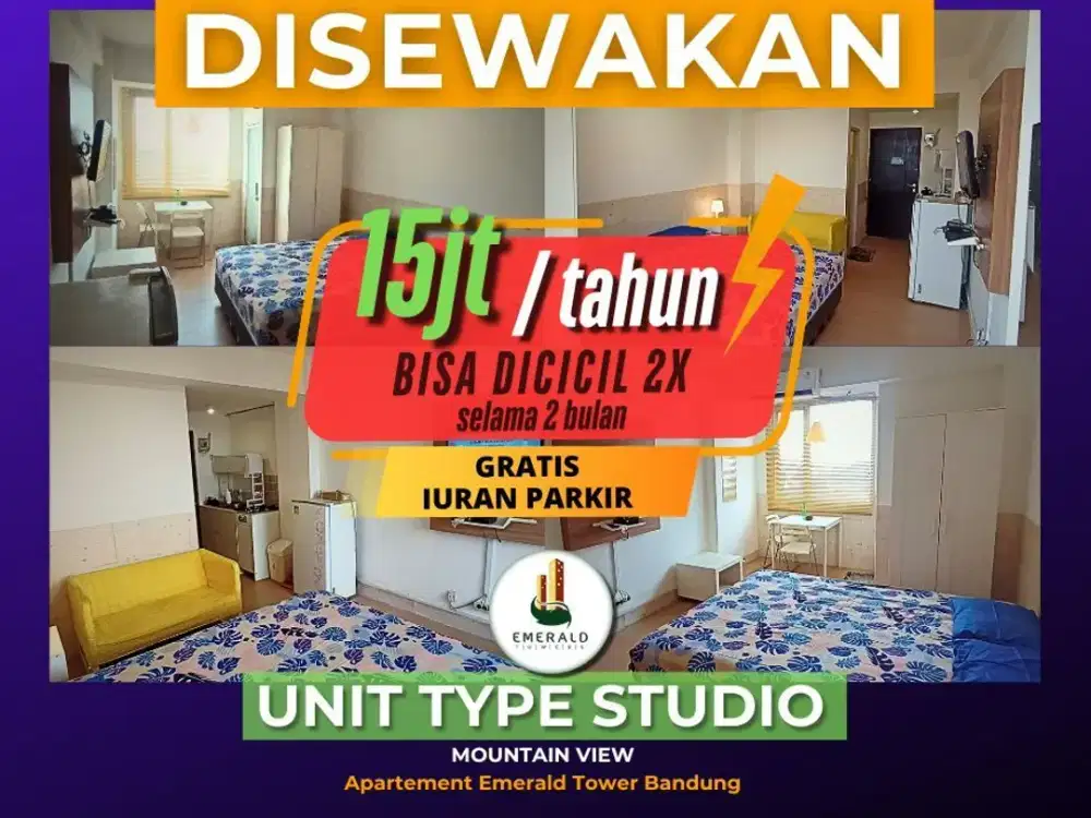 DISEWAKAN Unit Apartemen tipe studio, dengan Harga Termurah se-Bandung