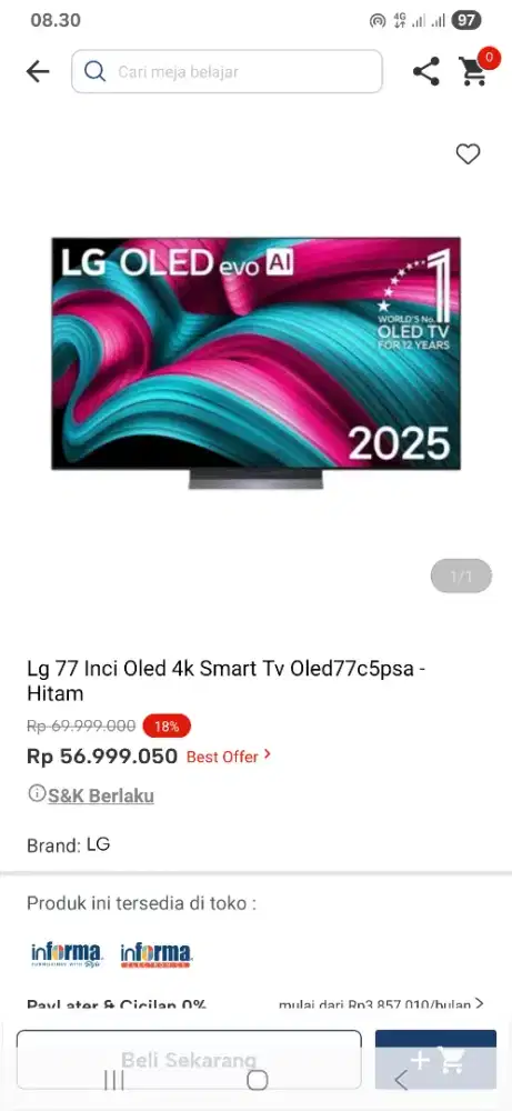 Lg 77 inci oled 4k smart tv