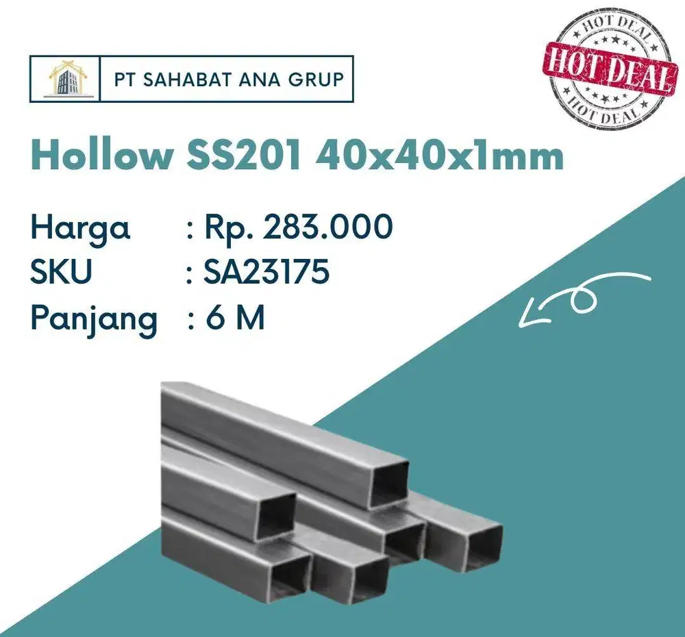 Hollow SS201 20x20x0.8mm