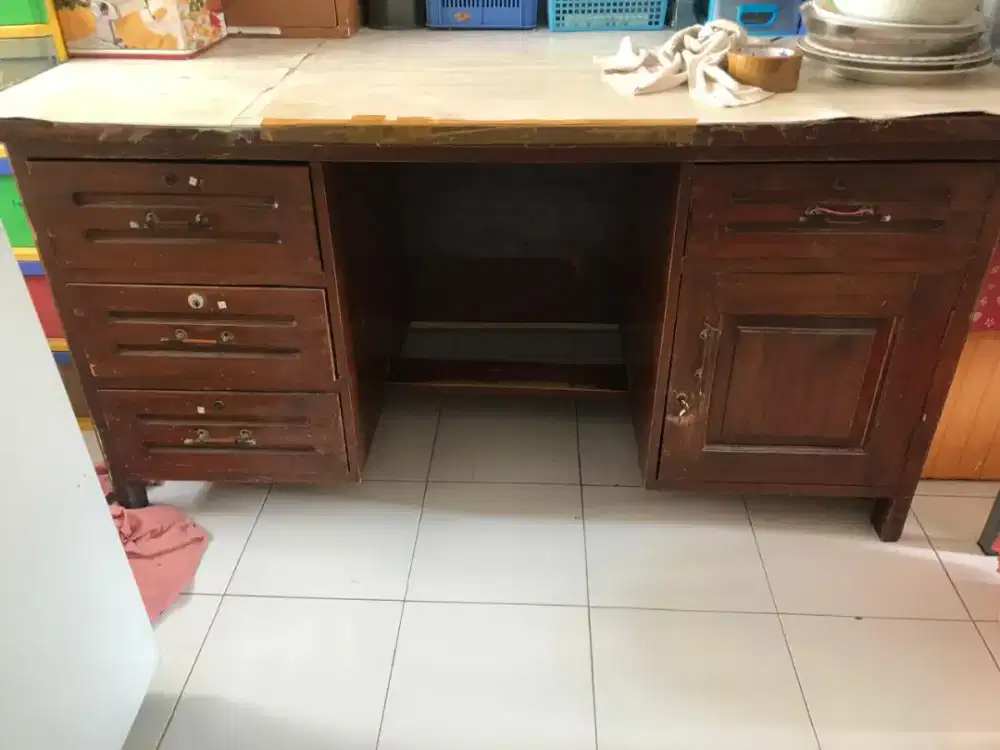 Meja kerja asli jati