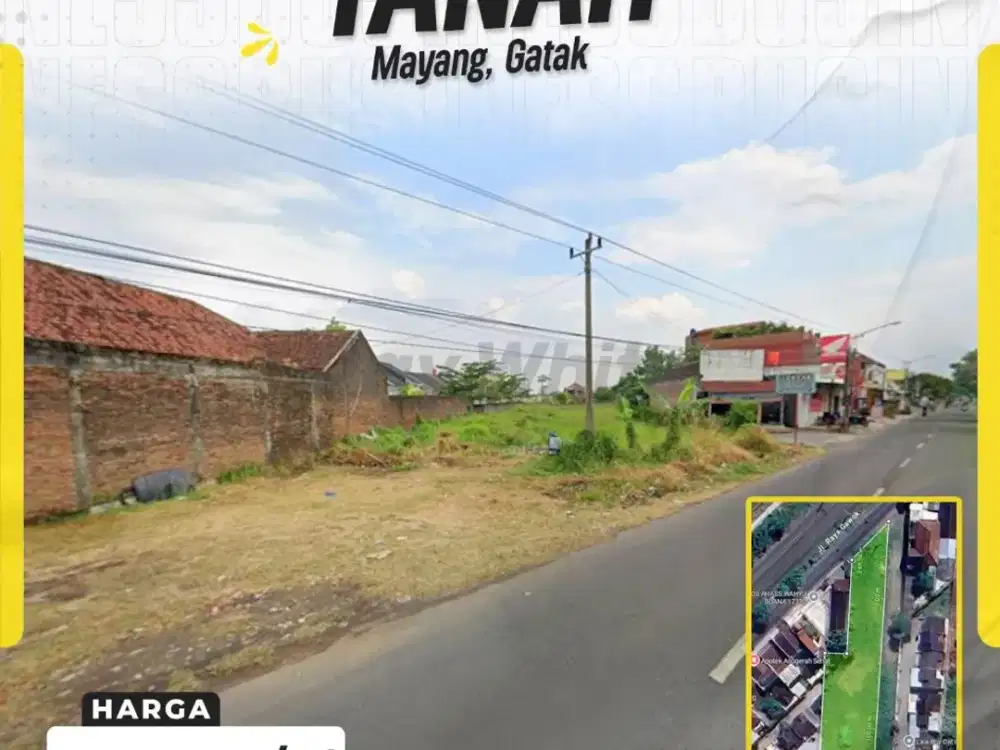 Tanah Strategis 1770 m² Tembus 2 Jalan di Mayang Gatak