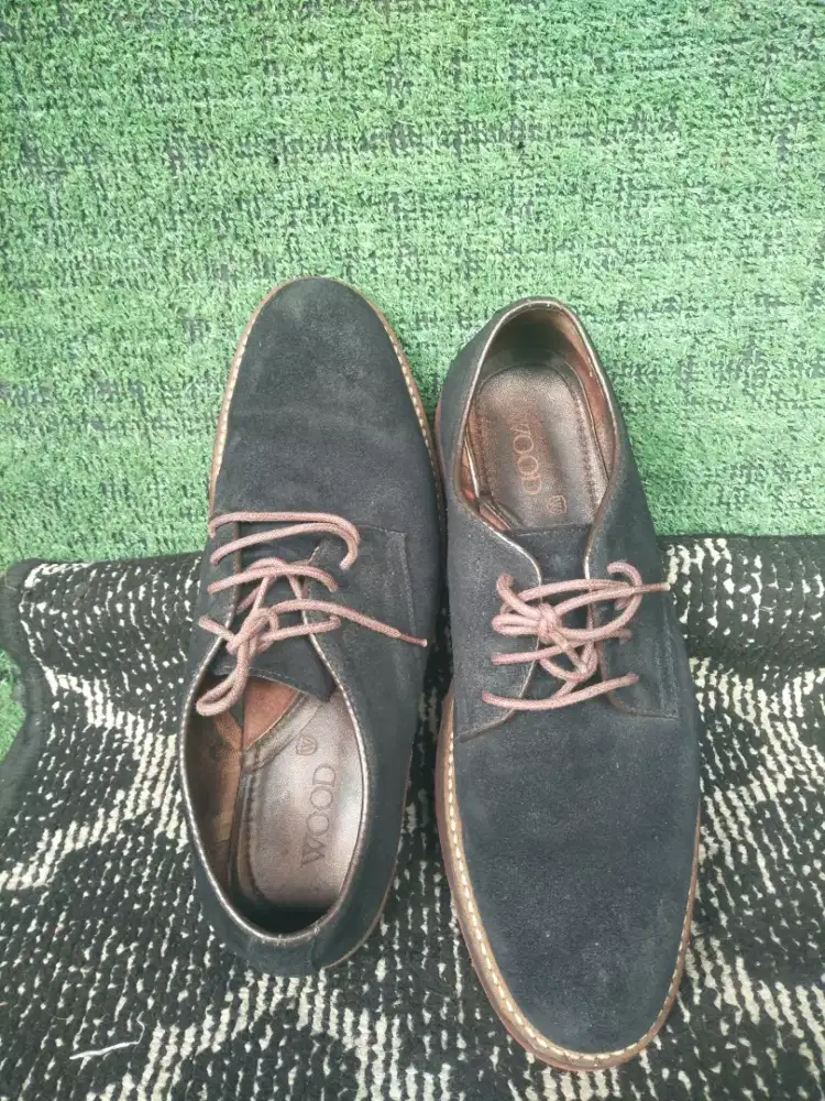 WOOD sepatu pria kulit bludru original