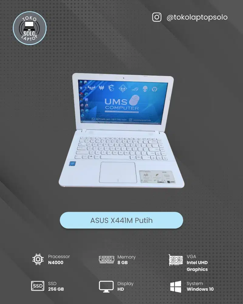 ASUS X441M Putih INTEL N4000 RAM 8GB SSD 256GB Intel UHD Graphics