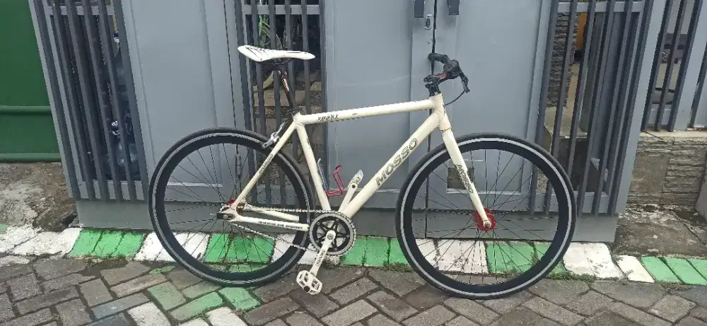 sepeda fixie mosso fuel alloy putih siap pakai doltrap sudah ada rem
