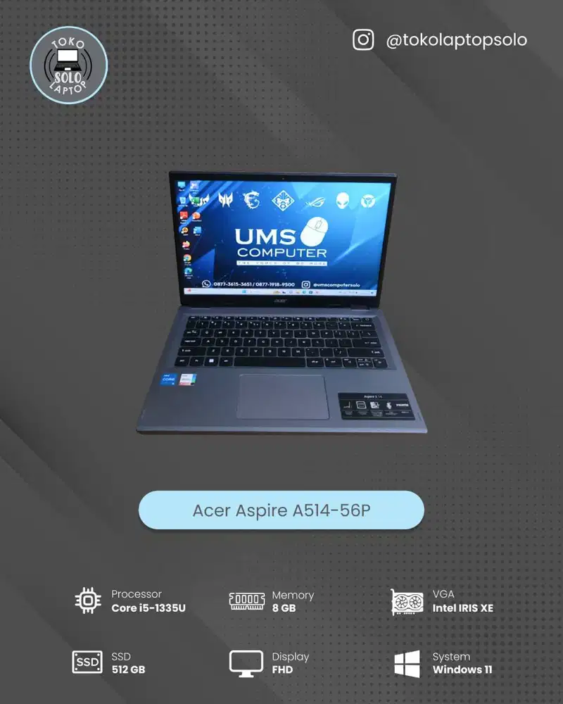 ACER Aspire A514-56P INTEL Core i5-1335U RAM 8GB SSD 512GB Iris Xe