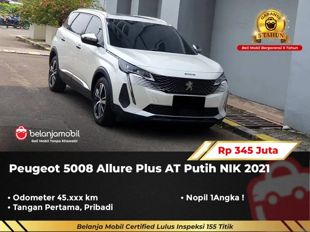 [ GARANSI 5TH ] Peugeot 5008 Allure Plus AT Putih NIK 2021/2022