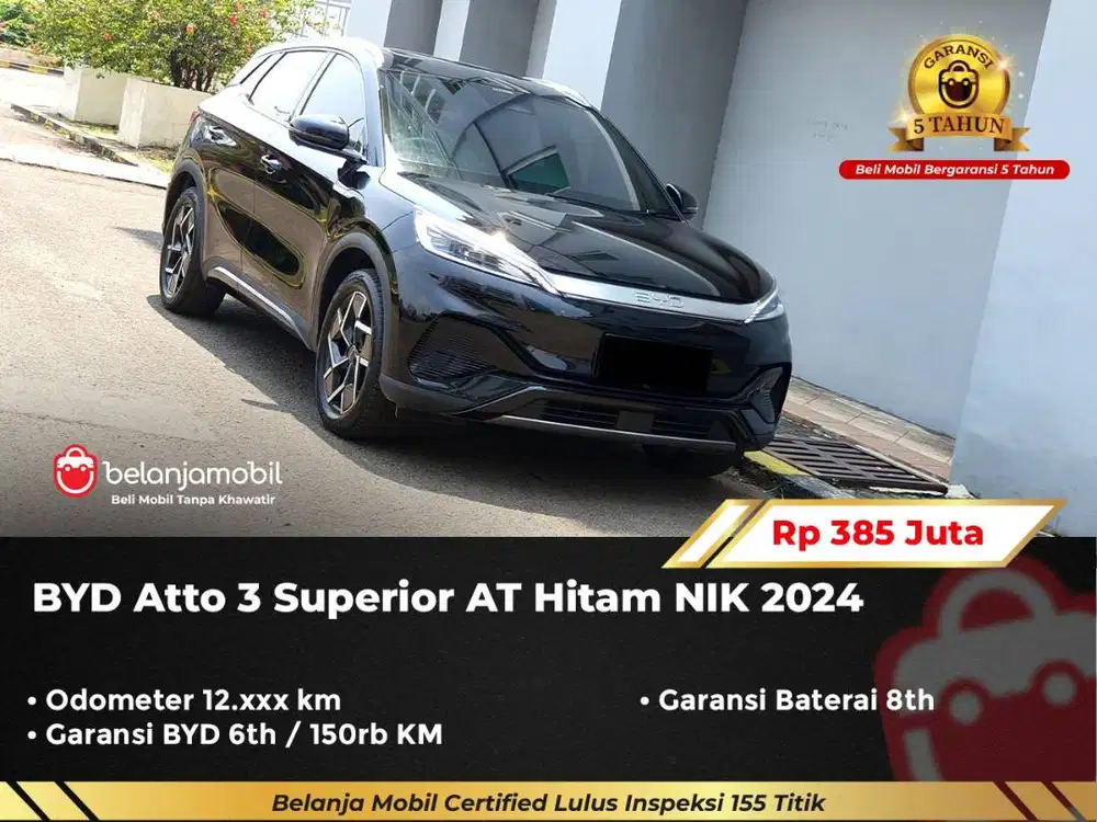 [ GARANSI 5TH ] BYD Atto 3 Superior AT Hitam NIK 2024/2025