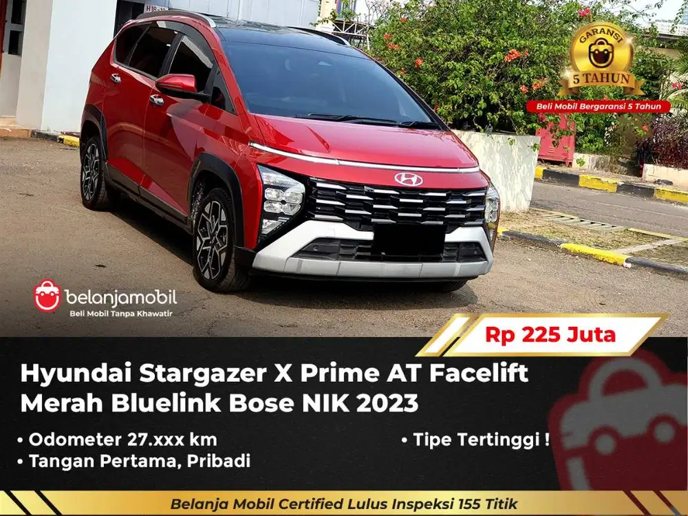 [ GARANSI 5TH ] Hyundai Stargazer X Prime AT Facelift Merah 2023/2024
