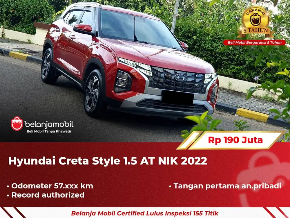 [ GARANSI 5TH ] Hyundai Creta Style 1.5 AT Merah 2022/2023