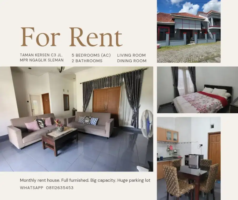 Rumah Sewa Bulanan Jogja Full furnished