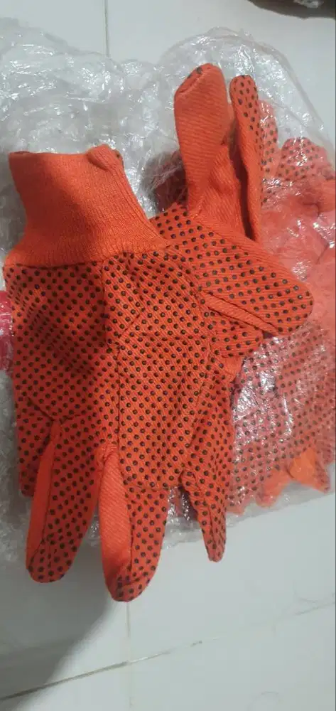 Sarung tangan safety glove gloves anti slip oranye orange