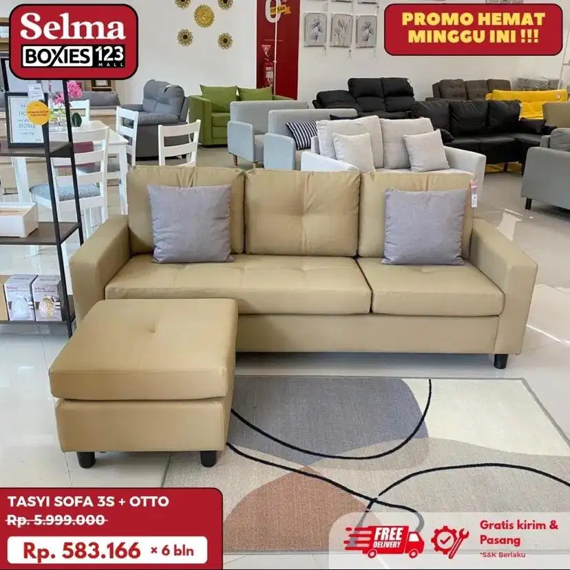 Sofa sudut bahan sintetis selma