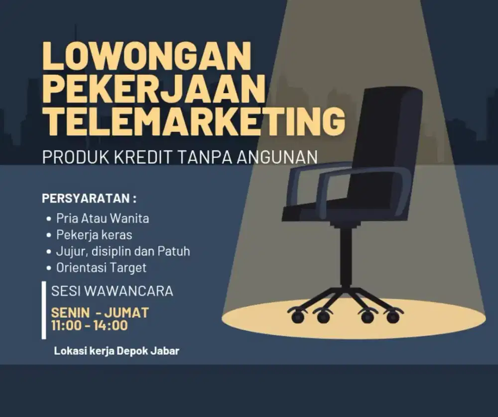 Lowongan untuk Telemarketing untuk KTA dan Haji