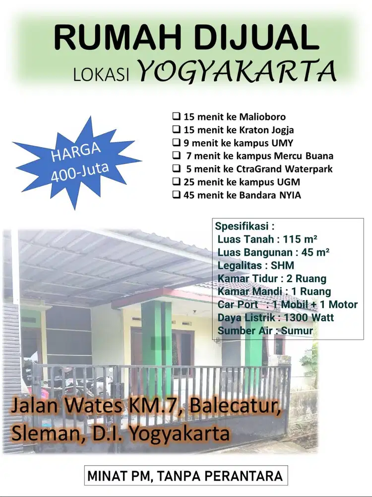 Rumah dijual Lokasi Yogyakarta