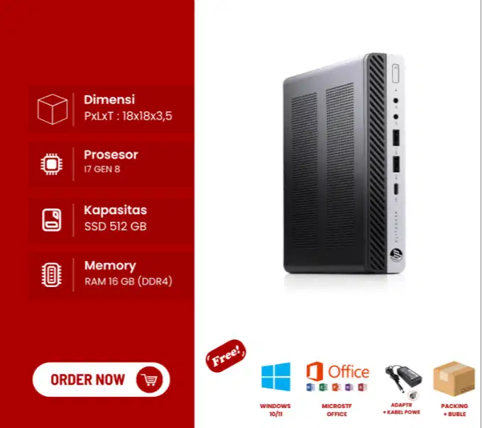 KOMPUTER MINI PC HP ELITEDESK 800 G4 INTEL CORE i5 GEN 8 DL-SUR