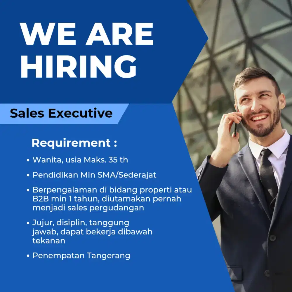 DIBUTUHKAN SEGERA : SALES EVECUTIVE