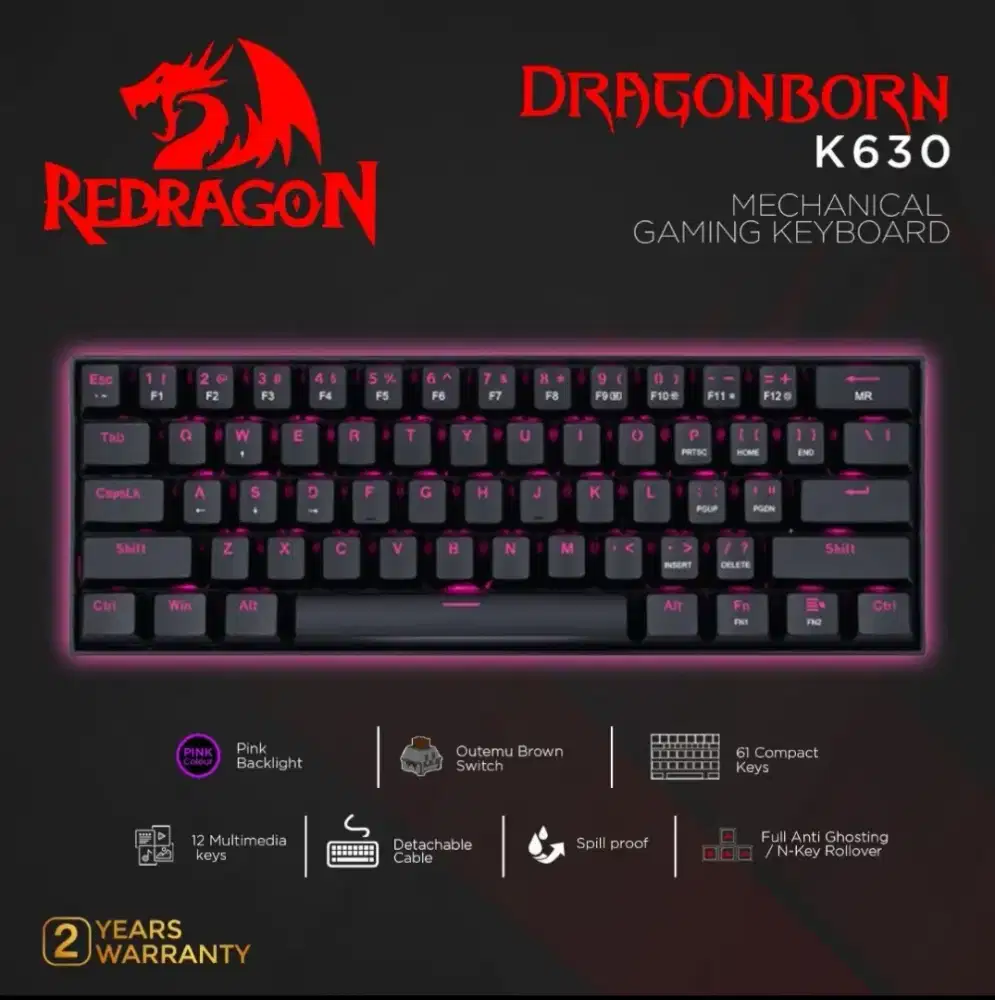 Keyboard Gaming Mechanical Redragon K630 Dragonborn