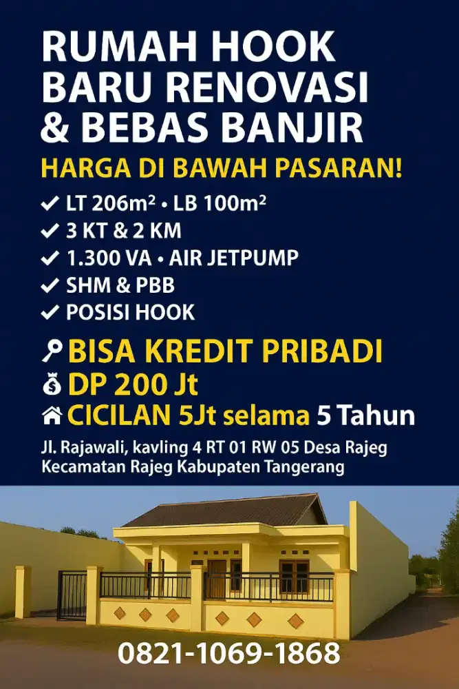 Dijual Rumah Hook Bebas Banjir & Siap Huni