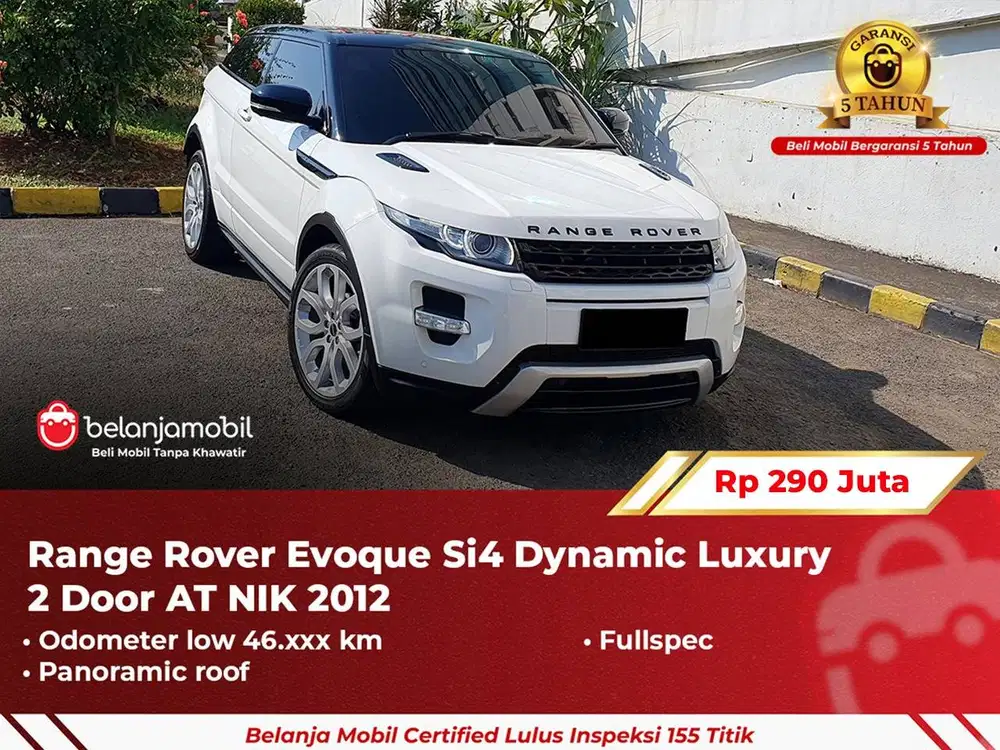 [GARANSI 5TH] Range Rover Evoque Si4 Dynamic Luxury 2Door AT 2012/2013