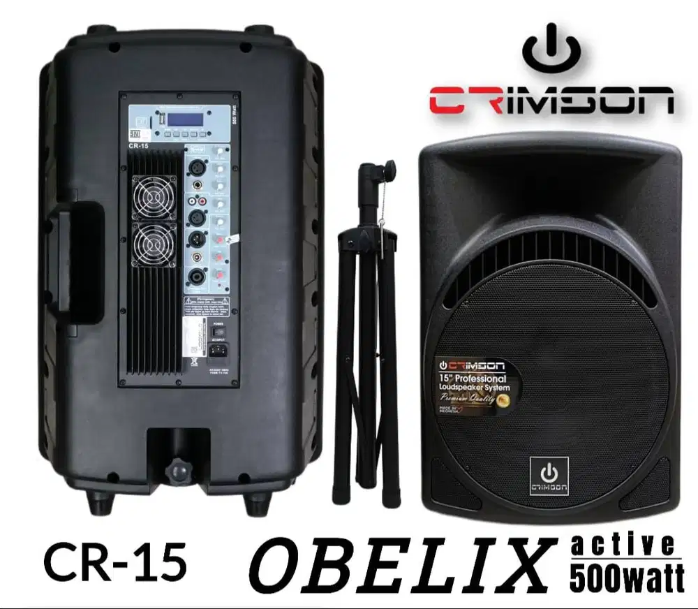 SPEAKER AKTIF CRIMSON 15 INCH 500WATT + STAND SUARA MANTAP JOSS