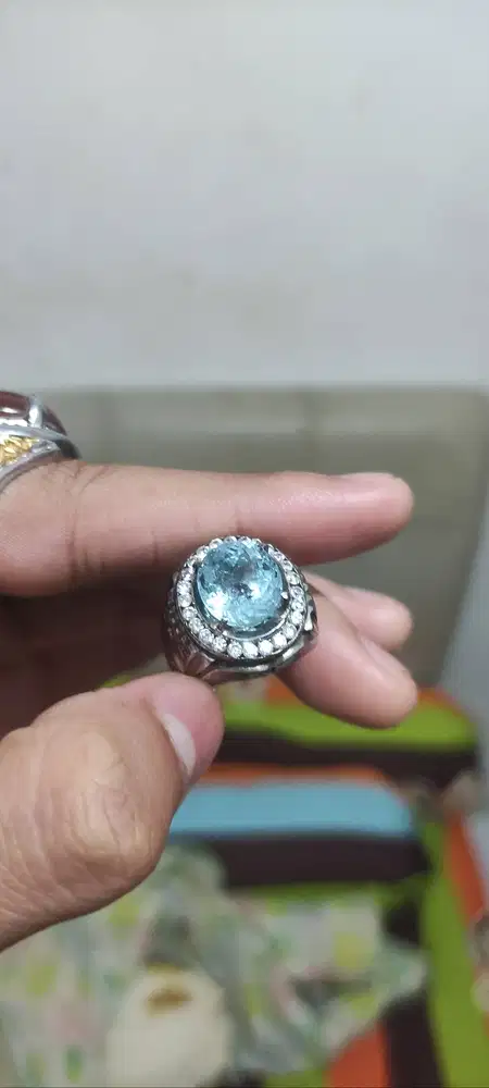 Batu Mulia Natural Aquamarine, Cincin Batu permata asli