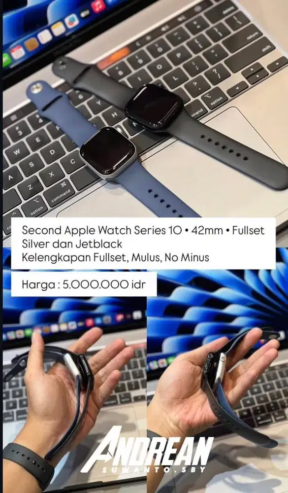 Second Apple Watch S10 42 mm silver dan jetblack