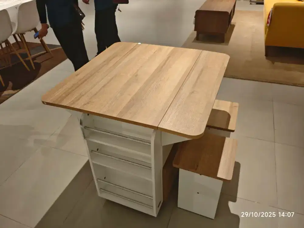 Informa Pristine Set Meja Makan 4 Bangku - Cokelat/Putih