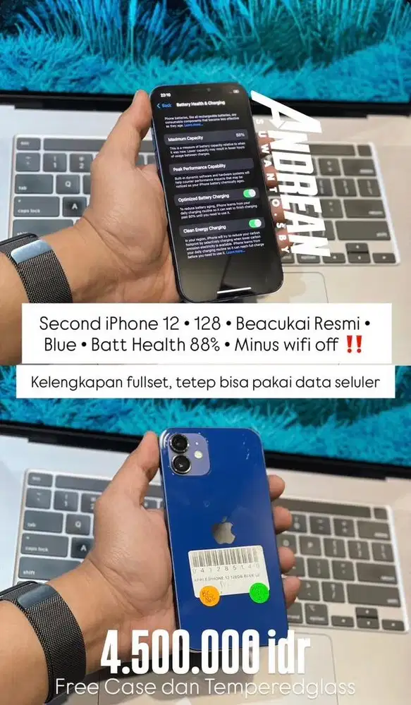 Second iphone 12 128 gb bea cukai minus wifi