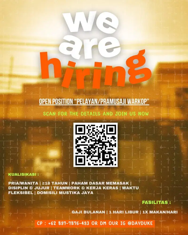 loker pelayan/pramusaji warkop dayduke