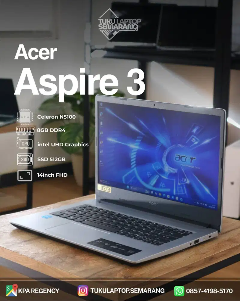 Laptop Acer celeron n5100 Layar Full HD Garansi