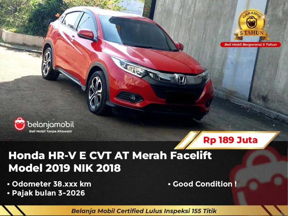 [ GARANSI 5TH ] Honda HRV HR-V HR V E CVT AT Merah Facelift 2018/2019
