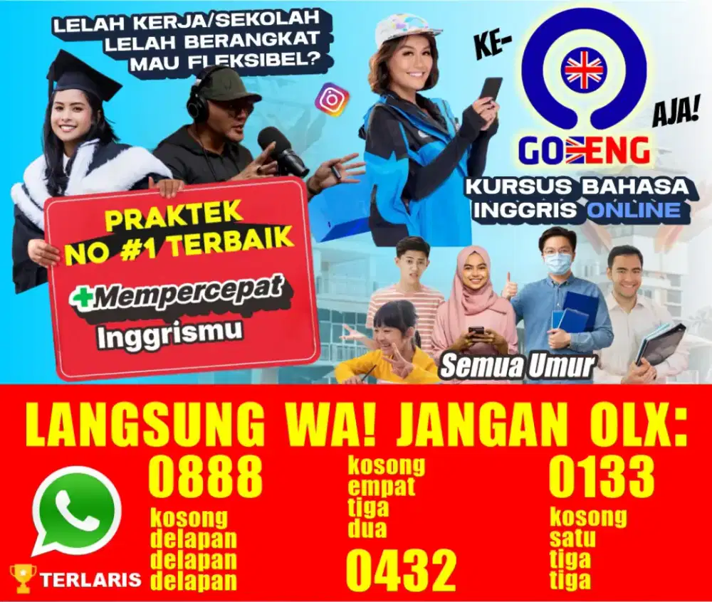 KURSUS BAHASA INGGRIS / TOEFL IELTS TRANSLATOR DOK / LES PRIVAT BIMBEL