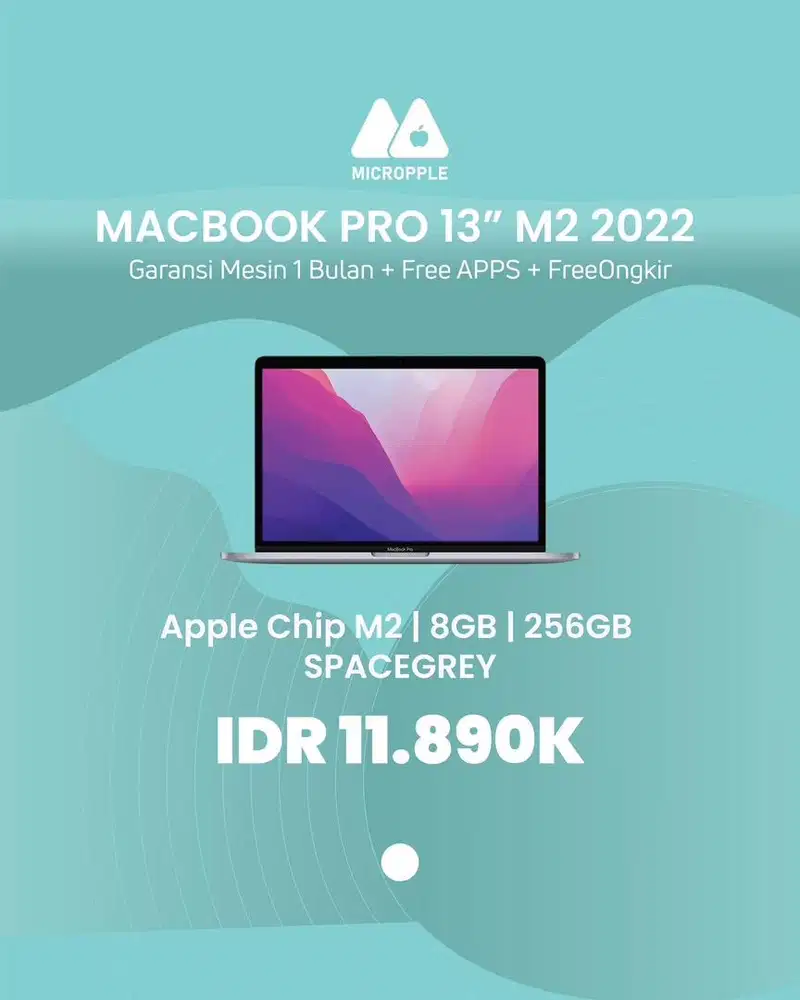 Macbook Pro M2 2022 8gb 256gb fullset
