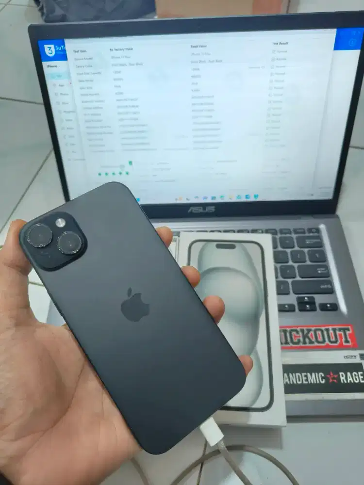 Iphone 15 plus 128gb ibox , fullset , lecet pakai normal