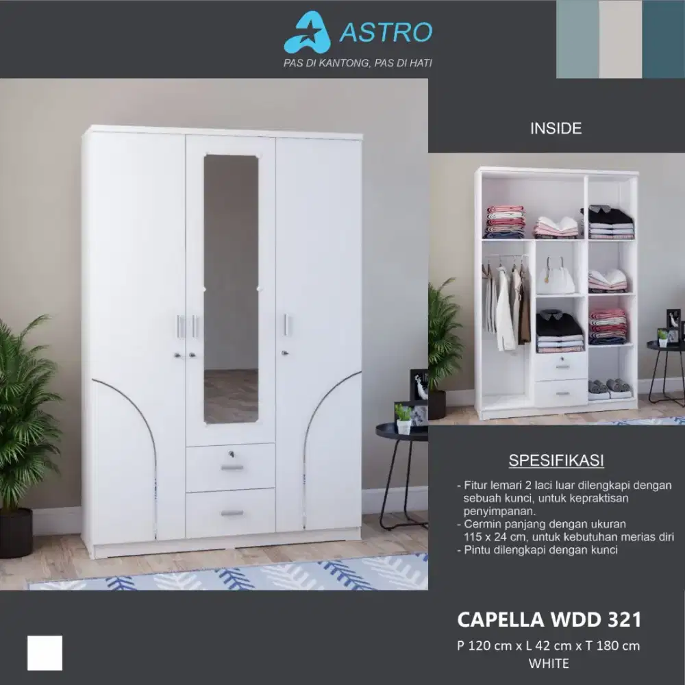 READY LEMARI 3 PINTU BANYAK RAK TERLARIS