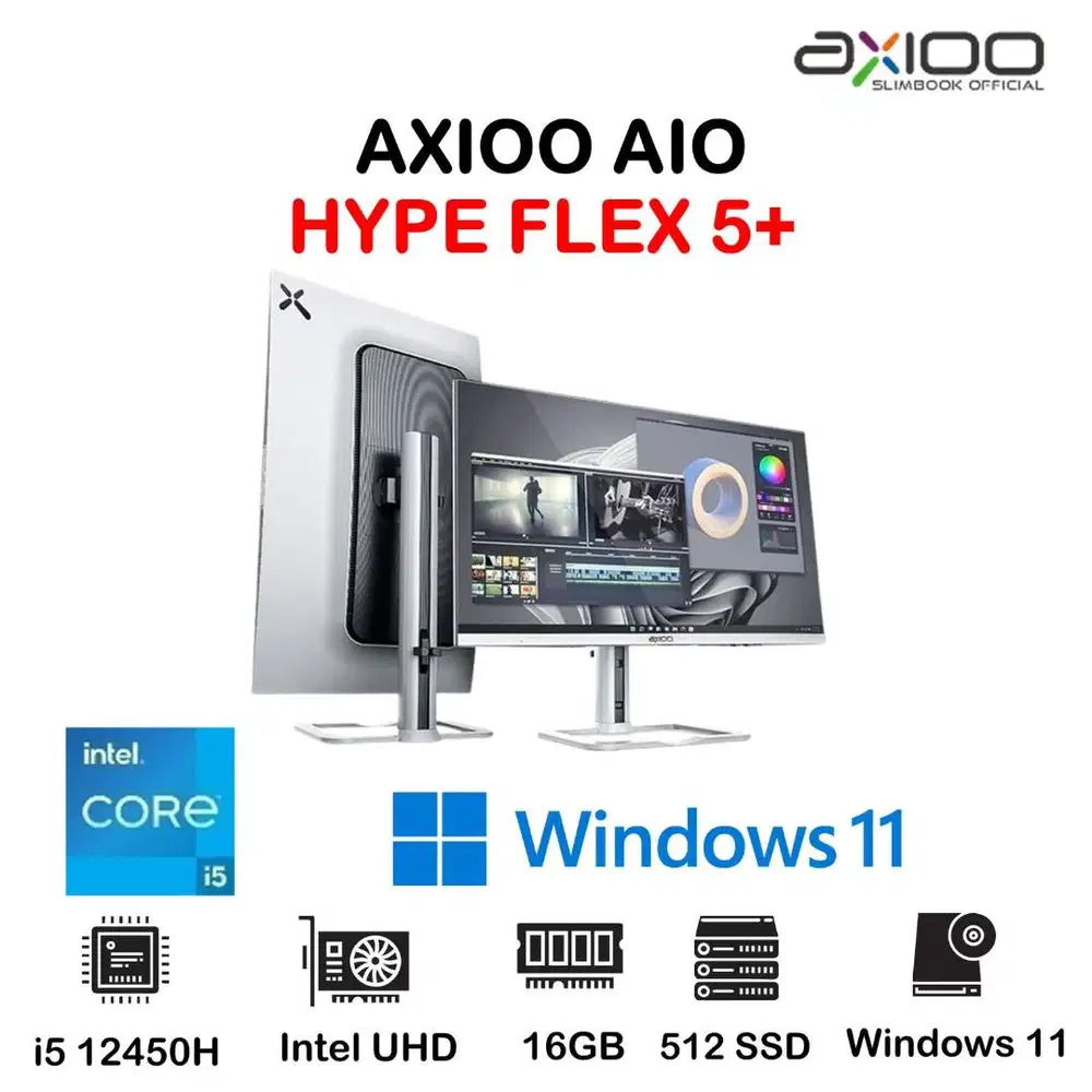 AXIOO AIO PC ALL IN ONE HYPE FLEX 5+ | Core i5 12450H 16GB 512GB SSD