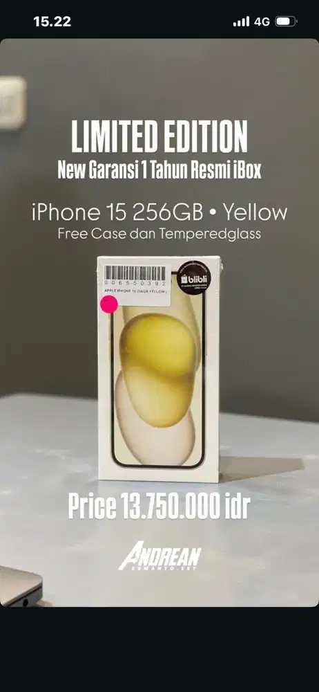 Iphone 15 256gb ibox new yellow