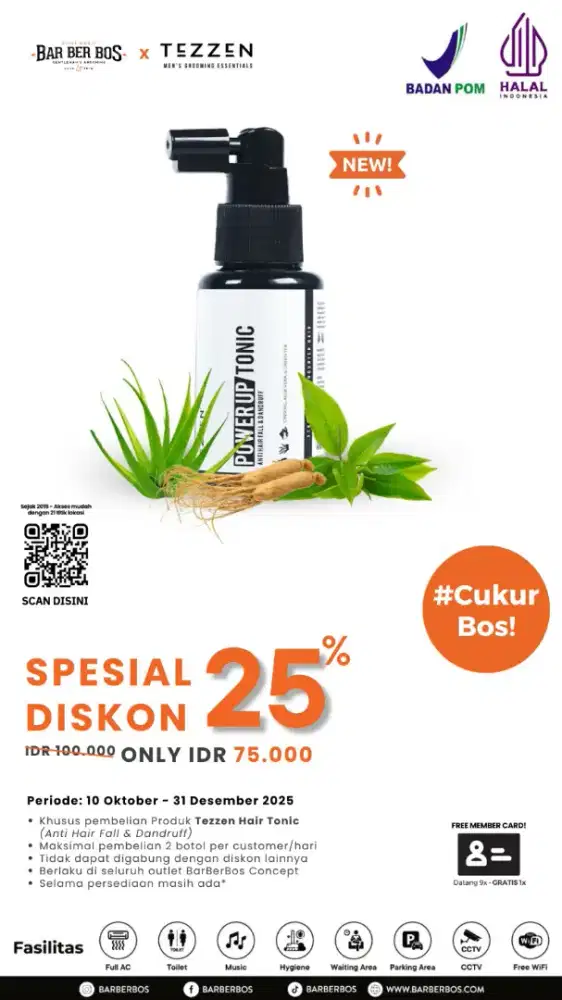 TEZZEN HAIRTONIC 75000 HANYA DI BARBERBOS