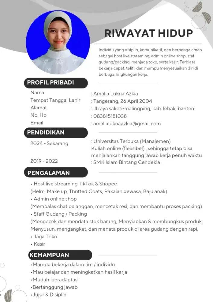 MENCARI LOWONGAN PEKERJAAN HOST LIVE DAN LAINNYA