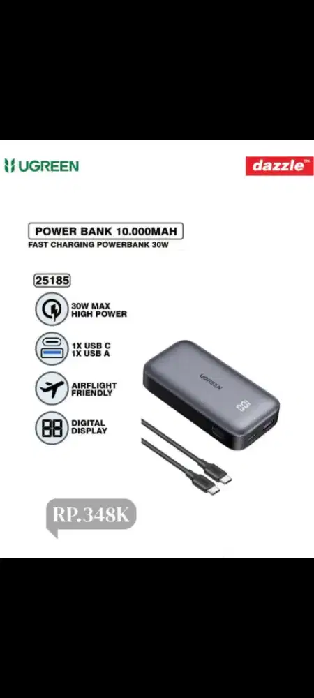 Ugreen powerbank 10k mAh 30W fast charging