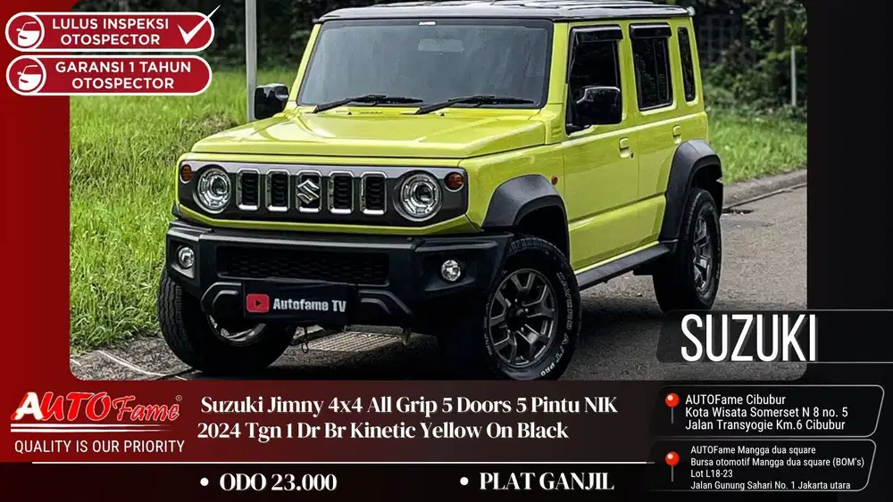 Suzuki Jimny 4x4 All Grip 5 Doors 5 Pintu NIK 2024 Tgn 1 Dr Br Kinetic