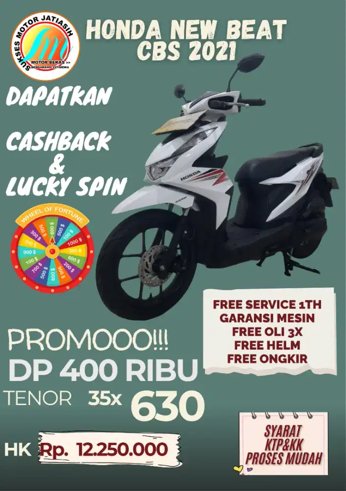 PROMO HONDA NEW BEAT CBS 2021 DAPATKAN CASHBACK 500 RIBU
