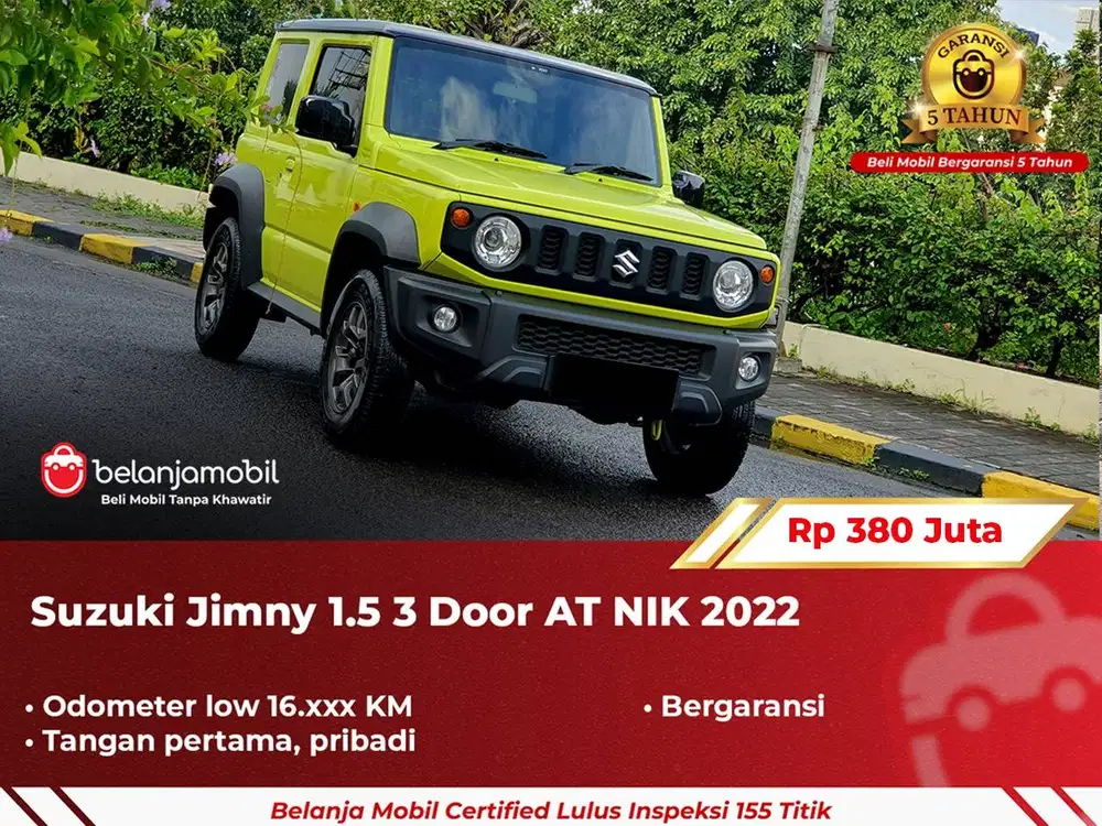 [ GARANSI 5TH ] Suzuki Jimny 1.5 3 Door AT Kinetic Yellow 2022 2023