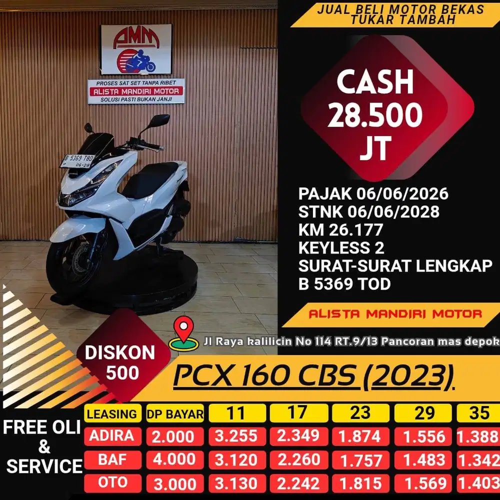 PCX 160 CBS 2023 PAJAK HIDUP CC 0% KREDIVO TOKPED SPAYLETTER INDODANA