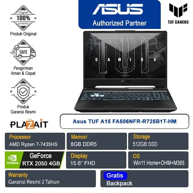 New laptop Gaming Desig ASUS TUF Ryzen 7 7435U Ram 8GB\512GB RTX 3050