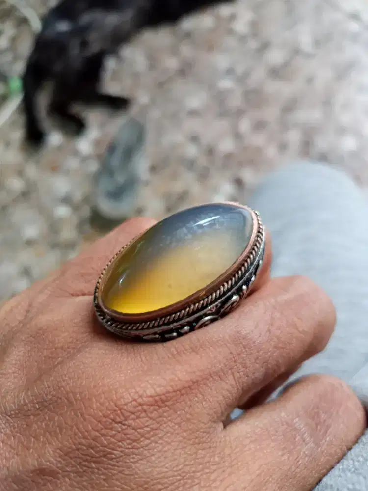 Batu Cincin Akik Permata Natural Agate Chalcedony Pandan Kutu Air