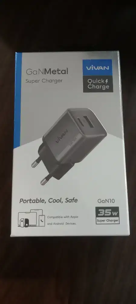 Vivan GaN10 Adapter Charger Dual Port 3.0 Super Charger 35W GaNMetal