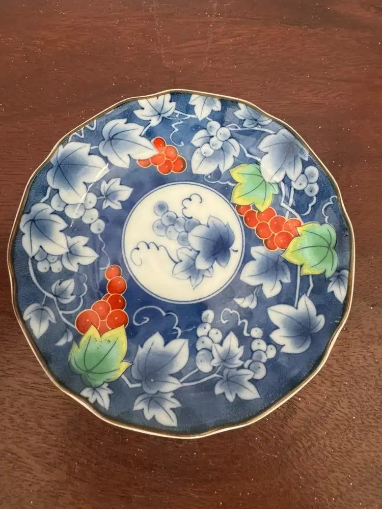 vintage japanese piring antik blue floral