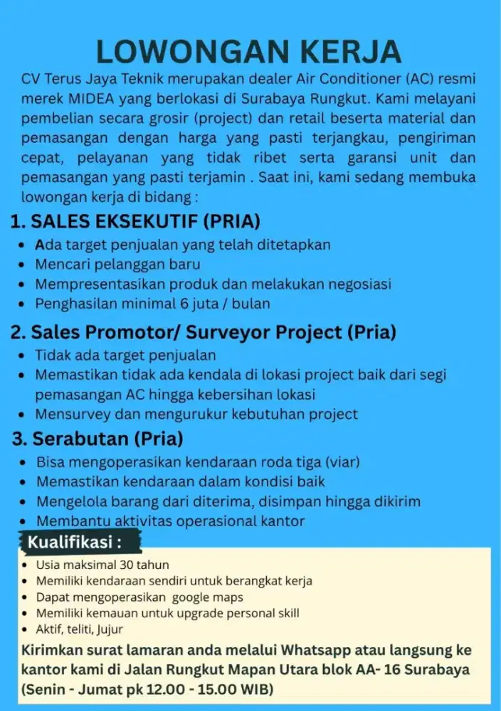 Serabutan, driver roda tiga, sales