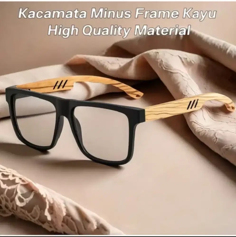 Di JUAL KACA MATA MINUS -1.50 FRAME KAYU FASHION RETRO